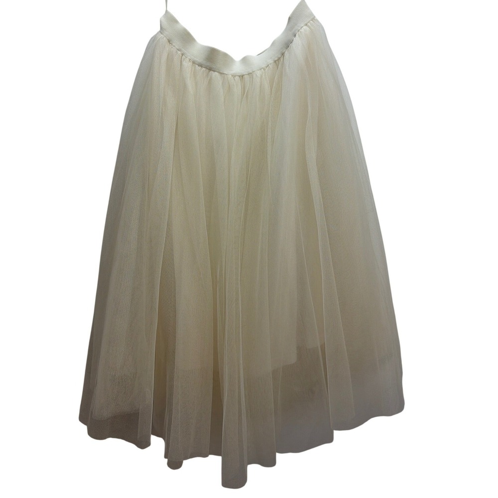 Esley Cream Tulle Midi Pull On Tutu Skirt M Coquette Cottagecore‎ Balletcore